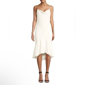 Alice + Olivia Adrina White Flounce Hem Midi Dress - Size 10